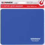 Коврик для мыши SONNEN "BLUE", резина+ткань, 220х180х3 мм, 513308