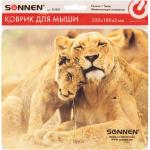 Коврик для мыши SONNEN "LIONS", резина+ткань, 220х180х3 мм, 513310