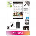 Флеш-диск 16GB SILICON POWER Mobile X21 OTG+USB 2.0, металл. корпус, черный, SP016GBUF2X21V1K