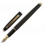 Ручка подарочная перьевая BRAUBERG Brioso, СИНЯЯ, корпус черный с золотист., линия 0,25мм, 143467
