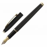 Ручка подарочная перьевая BRAUBERG Brioso, СИНЯЯ, корпус черный с золотист., линия 0,25мм, 143467