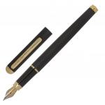 Ручка подарочная перьевая BRAUBERG Maestro, СИНЯЯ, корпус черный с золот., линия 0,25мм, 143471