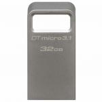 Флеш-диск 32GB KINGSTON DataTraveler Micro USB 3.1, металл. корпус, серебристый, DTMC3/32GB