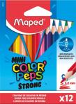 COLOR'PEPS MINI STRONG Цветные карандаши, мини, пластиковые, 12 цветов, в карт коробке с подвесом