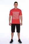 Костюм футболка с принтом+шорты - BM - красный