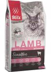 Blitz корм для кошек с чувствительным пищеварением Ягненок 400г Sensitive Adult Lamb Блиц
