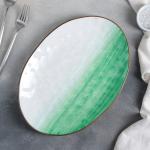 Блюдо Доляна «Ио», 31,5?22 см, цвет белый/зелёный