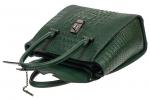 Женская кожаная сумка с фактурой крокодила и подвеской, цвет зелёный