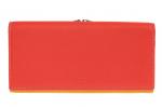 Двухцветный женский кошелёк-портмоне из натуральной кожи, красный с оранжевым
