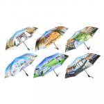Зонт женский, полуавтомат, сплав, пластик, полиэстер, 55см, 8 спиц, 6 дизайнов