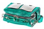 Женская сумка из искусственной кожи, цвет зеленый с серебристым