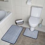 Набор ковриков для ванны и туалета Доляна «Винель», 2 шт: 40?50, 50?80 см, цвет синий