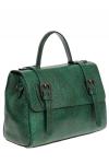 Женская сумка сэтчел из фактурной натуральной кожи, цвет зелёный