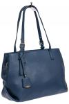 Женская сумка тоут из натуральной кожи с декоративной подвеской, синяя