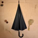  Зонт-трость мужской, металл, полиэстер, 65см, 16 спиц, черный, 1665B