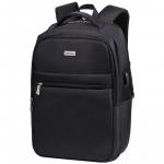 Рюкзак Berlingo City Classic black 47*30*20см, 2 отд, 4 карм, отд. для ноут, USB разъем, эргоном. спинка, RU06951