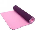 Коврик для йоги 6мм 61*183 см "Гармония" 2х сторонний, фиолетовый/розовый
