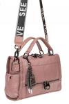 - Женская сумка из фактурной искусственной кожи с подвесками, цвет розовый