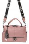 - Женская сумка из фактурной искусственной кожи с подвесками, цвет розовый