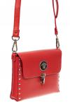 Женская каркасная сумочка из натуральной кожи с металлическим декором, цвет красный