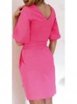 00125 Платье-футляр ярко-розовое из костюмной ткани