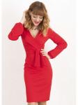 00425 Платье-футляр красное из фактурного трикотажа
