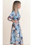 00725 Платье из вискозы голубое с принтом 3Д