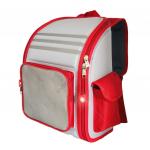 Легкий рюкзак для начальной школы 422 серый/красный (светоотражающий карман)