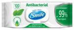 SMILE Влажные салфетки Antibacterial подорожником, 100 шт. с клапаном