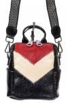 - Женская сумка-рюкзак из экокожи, цвет чёрный с красным и молочным