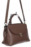Кожаная женская сумка satchel, цвет коричневый