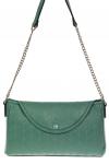 Женская сумка багет из натуральной кожи с геометрической прострочкой, цвет зелёный