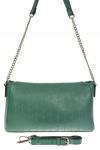 Женская сумка багет из натуральной кожи с геометрической прострочкой, цвет зелёный