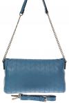 Женская сумка багет из натуральной кожи с геометрической прострочкой, цвет голубой