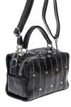 Чёрная женская сумка из экокожи с металлическим декором