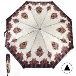 Зонт женский ТриСлона-882/L 3882 D,  R=55 см,  полуавт   8 спиц,  3 слож,  сатин,  беж/бордо  (узор)  235299