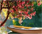 Картина по номерам GX 34147 Лодка под цветущим деревом 40*50