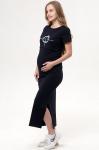Базовое платье-футболка для будущих и кормящих мамочек, с блестящей надписью