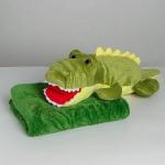 Мягкая плюшевая игрушка-подушка Крокодил с пледом внутри