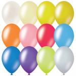 Воздушные шары, 100шт., М9/23см, MESHU, металлик, 12 цветов ассорти, MS_31621