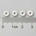 Бусины рондели латунные разделители со стразами цвет серебро, диаметр 6 мм толщина 3 мм отверстие 1,5 мм Упаковка 10 штук