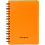 Записная книжка А6 60л. на гребне OfficeSpace Neon, оранжевая пластиковая обложка, Зк6к60грП_35417