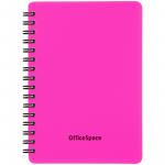 Записная книжка А6 60л. на гребне OfficeSpace Neon, розовая пластиковая обложка, Зк6к60грП_35415