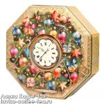 чай ИМЧ восьмиугольник "Новогодние часы" чёрный и зелёный, жесть 150 г.