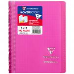 Записная книжка А6 50л. на гребне Clairefontaine Koverbook, 90г/м2, пластик. обложка, карман, розовая, 321601C_pink