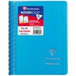 Записная книжка А6 50л. на гребне Clairefontaine Koverbook, 90г/м2, пластик. обложка, карман, синяя, 321601C_blue