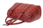 Кожаная женская сумка с тиснёным принтом, цвет кирпично-бордовый