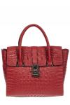 Женская кожаная сумка с фактурой крокодила и подвеской, цвет бордовый