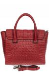 Женская кожаная сумка с фактурой крокодила и подвеской, цвет бордовый