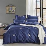 Алексия (синяя) Комплект постельного белья сатин Евро 4н